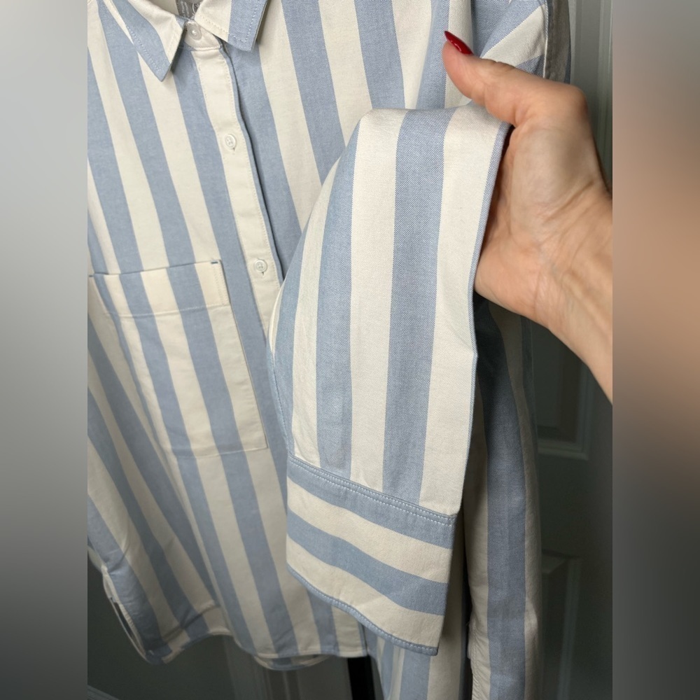 EVERLANE The Boxy Oxford Blue/White Stripe L, XL NWT - Picture 5 of 11